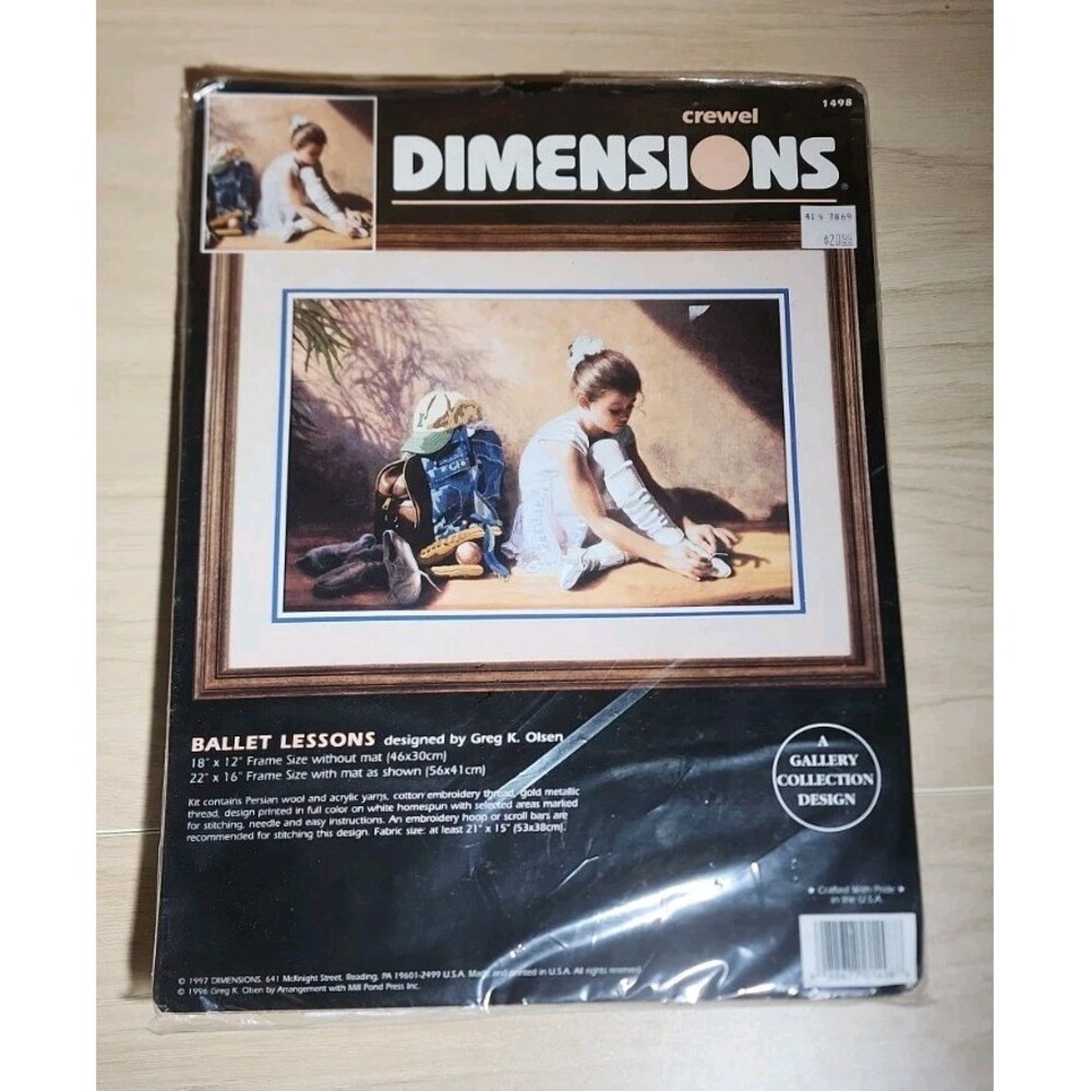 Dimensions Crewel Kit Ballet Lessons 1997 Embroidery Kit 1498 Incomplete